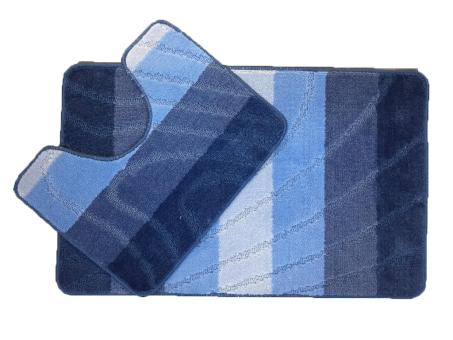 Набор ковриков для ванной комнаты "AVANGARD" 2 пр синий 60*100, 60*50 см 1/10