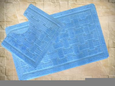 Набор ковриков для ванной комнаты "Стандарт" 11 2пр. голубой 60*100, 50*60см 1/15