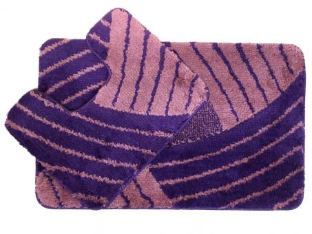 Набор ковриков для ванной комнаты "PREMIUM" из полиэстера 2пр. фиолетовый 60*100, 50*60см 1/15