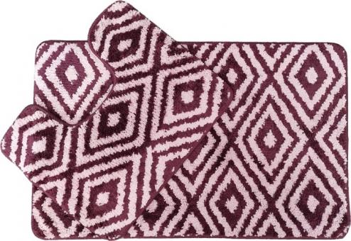 Набор ковриков для ванной POLYSTAR из микрофибры Т97+T90 2пр. винно-розовый 50*80, 40*50см 1/15