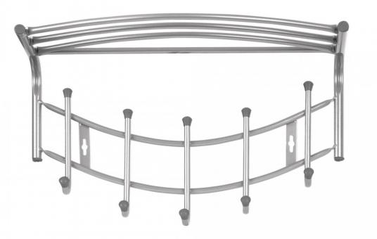 Вешалка настенная настенная металлическая HAUSHALT с полкой на 5 крючков 52,5*30*23,5см НВН1/SL серый 1/5