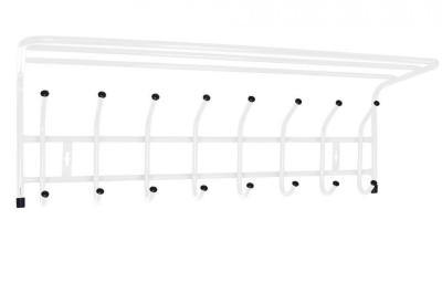 Вешалка настенная металл с полкой на 8 крючков 80,5*26,5*24см ВП8/Б белый 1/5
