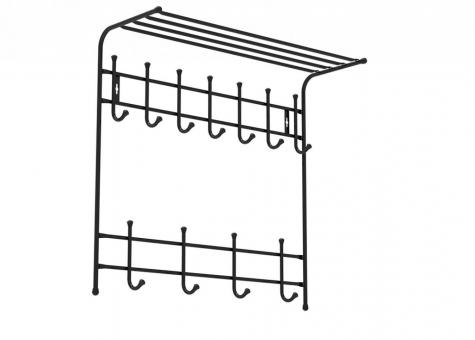 Вешалка настенная металл Ника-Премиум с полкой на 11 крючков 74*25,5*74,5см ВПТ11/Ч черный 1/5