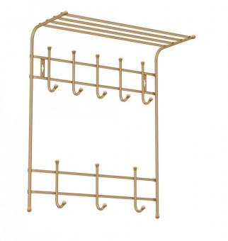 Вешалка настенная металл Ника-Премиум с полкой на 8 крючков 59*27*71см ВПТ8/З золотой 1/5